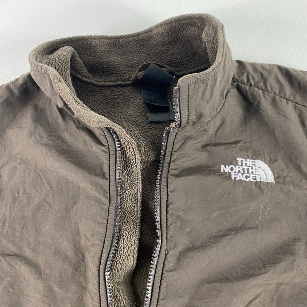 The North Face Jacket Girls Large 14-16 Brown Full Zip Fleece Zipper Broken